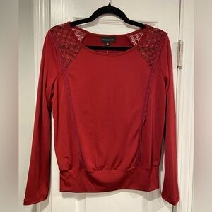 NWT Fortune & Ivy Burgundy Haro Long Sleeve Knit Top Lace Detail Stretch Size XS